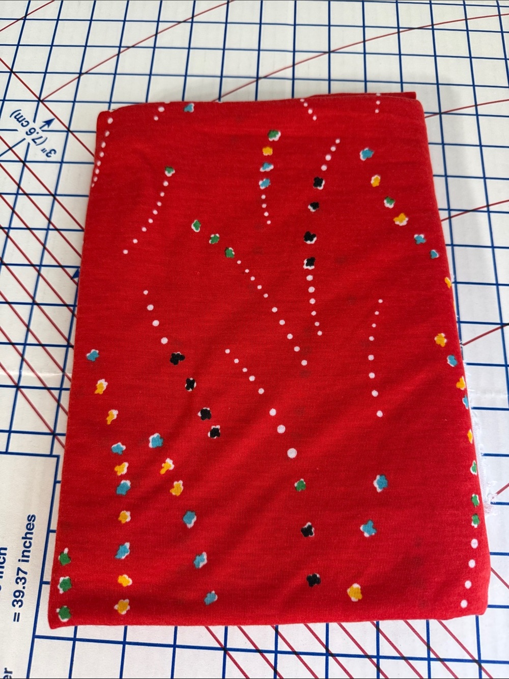 Vintage 1970s Red Abstract Print Stretch Fabric 1+ Yard x 58” Mod Retro